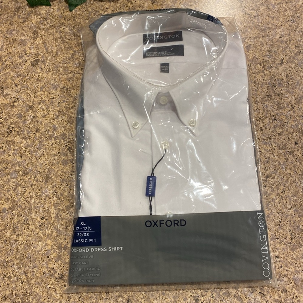 NWT Covington Long Sleeve Oxford XL Neck 17-17 1/2 L/S 32/33 Button Down Shirt - Picture 3 of 16
